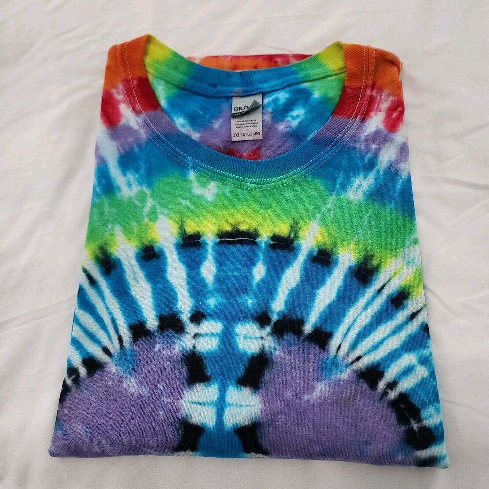 New w/out Tags Tie Dye 60s Vibe T-Shirt Gildon Unisex 3XL colorful peace symbol - Picture 14 of 15